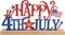 Metal “Happy 4th of July” Table Sign with Wooden Base, Patriotic Red White Blue American Flag Decor, Independence Day Memorial Day Indoor Centerpiece, Farmhouse Style Tabletop Decoration for Shelf, Desk, Mantel, and Home Display